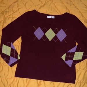 Cato Burgundy Argyle Sweater